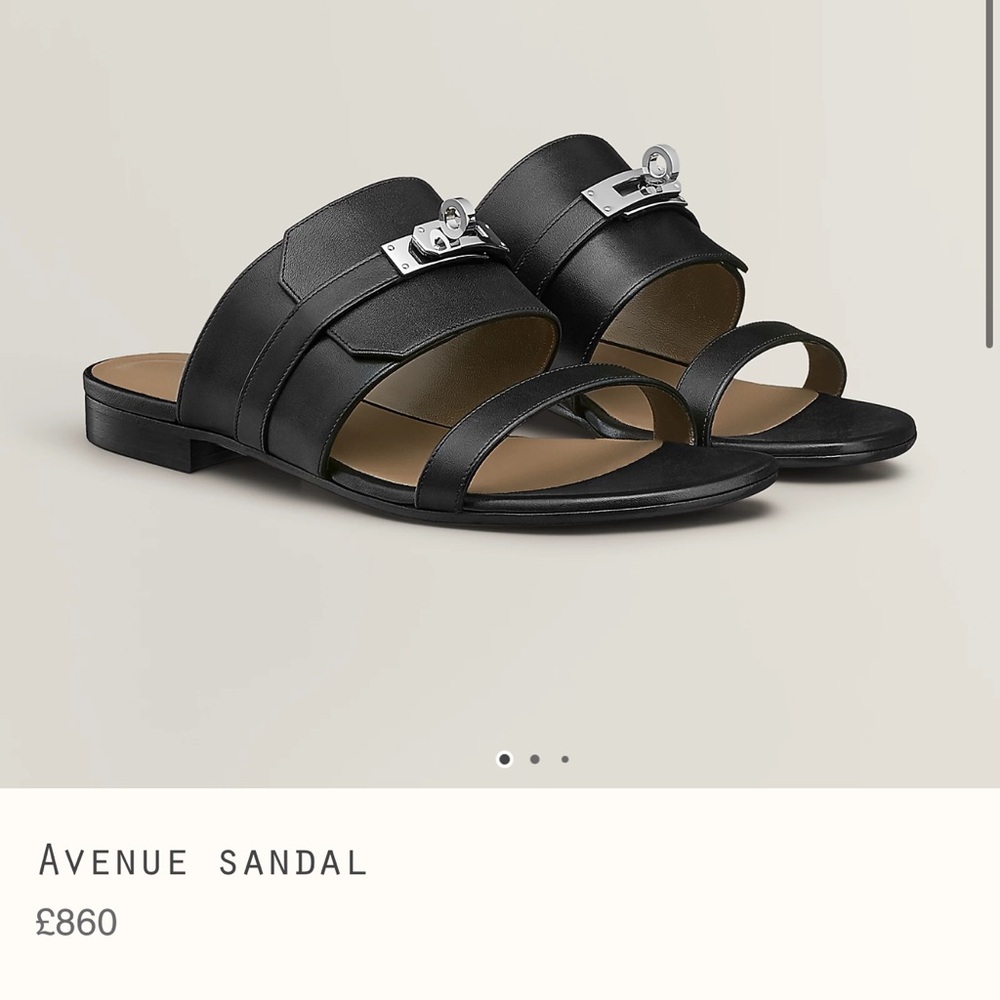 Brand NEW Hermes Avenue Black Sandals 37.5